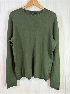 RAG & BONE GREGORY CREWNECK WAFFLE SWEATER LARGE